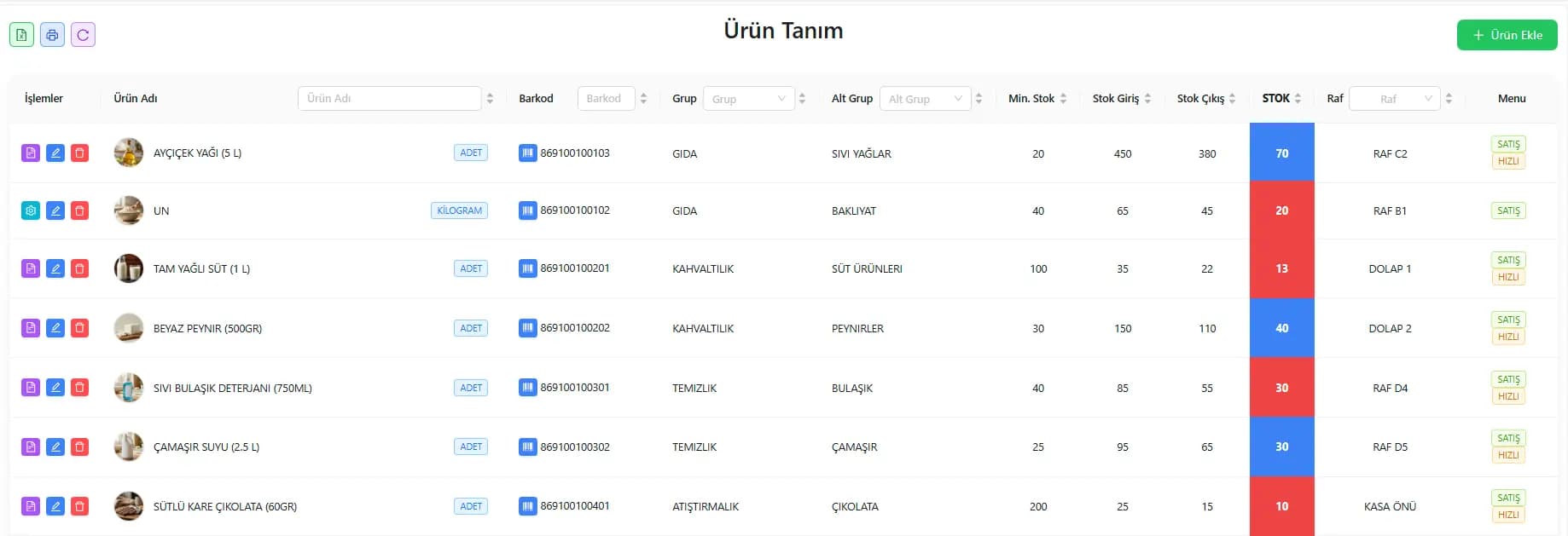 Stok Giriş/Çıkış Hareketleri